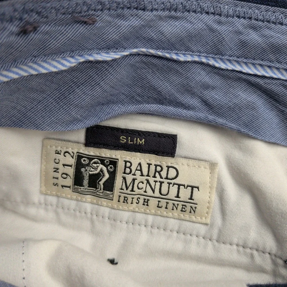 J.Crew Bowery Baird McNutt Irish Linen Pants Mens 32x34 (Fits 33x34) Navy Blue
